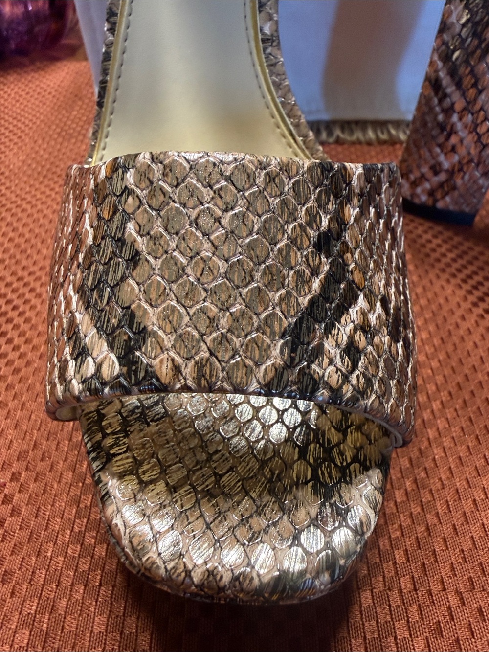 Jessica Simpson Brown Snake-Print Platform Sandals - Picture 2 of 6